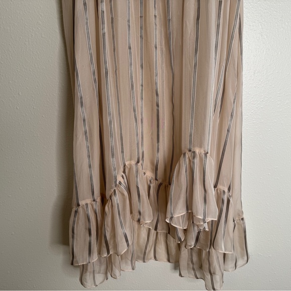 Sandro Maki Ruffled Metallic-Stripe Midi Dress 8 - Picture 4 of 10